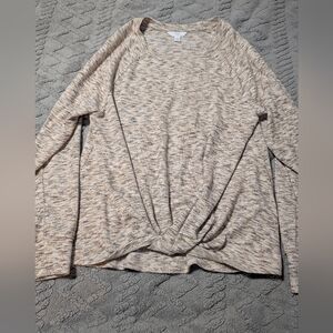 Time and Tru Beige Twist Front Sweatshirt